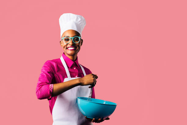 A black chef in pink.
